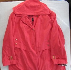 New with Tags Trench Coat 3X Gallery Woman Pink w/ Extra Button Moss Microfibers